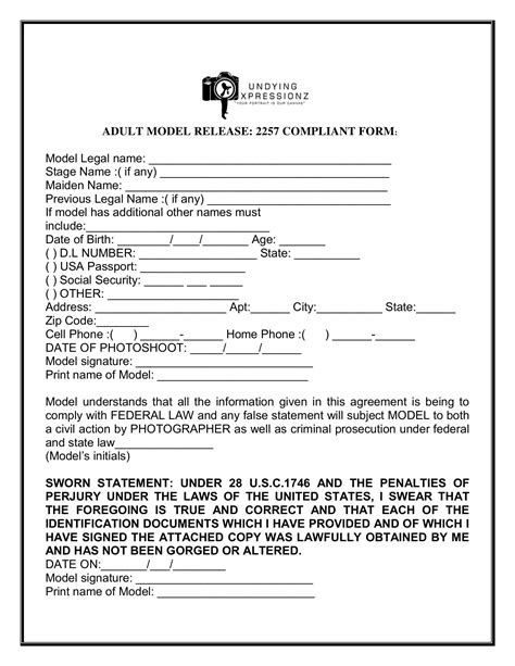 2257 model release form pdf|2257 Model Release